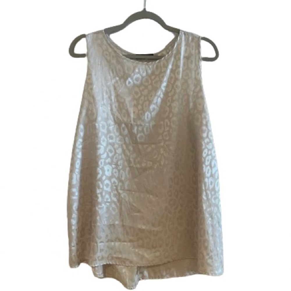 Lightweight, cream, animal print, silk tank top, XL